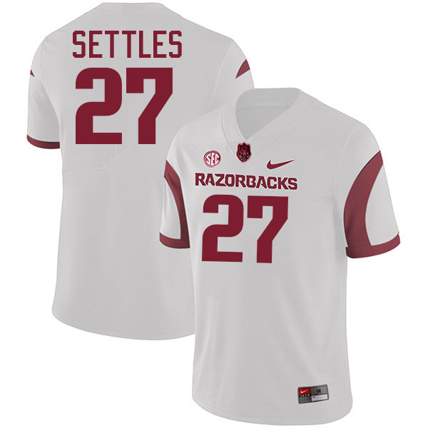 #27 Cam Settles Arkansas Jersey,Arkansas Razorbacks College Football Jerseys Stitched-Retro White  #27 Cam Settles Arkansas Jersey,Arkansas Razorbacks College Football Jerseys Stitched-Retro White